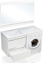 Style Line Тумба для умывальника подвесная Даллас 120 Люкс, белая PLUS эмаль – фотография-6